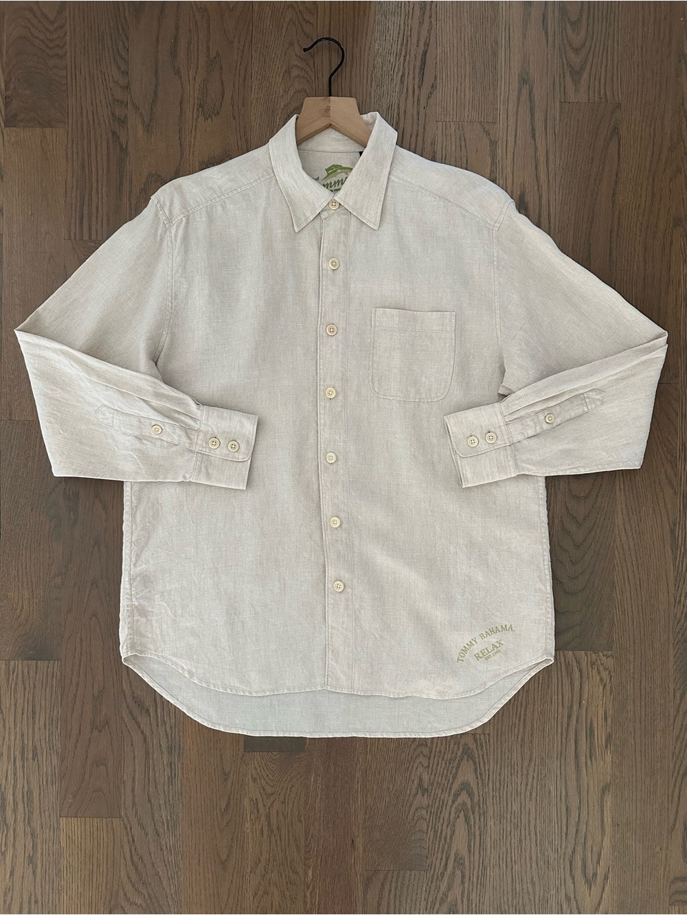 Tommy Bahama Vintage Men's Irish Linen Button Down Shirt Natural Beige Medium